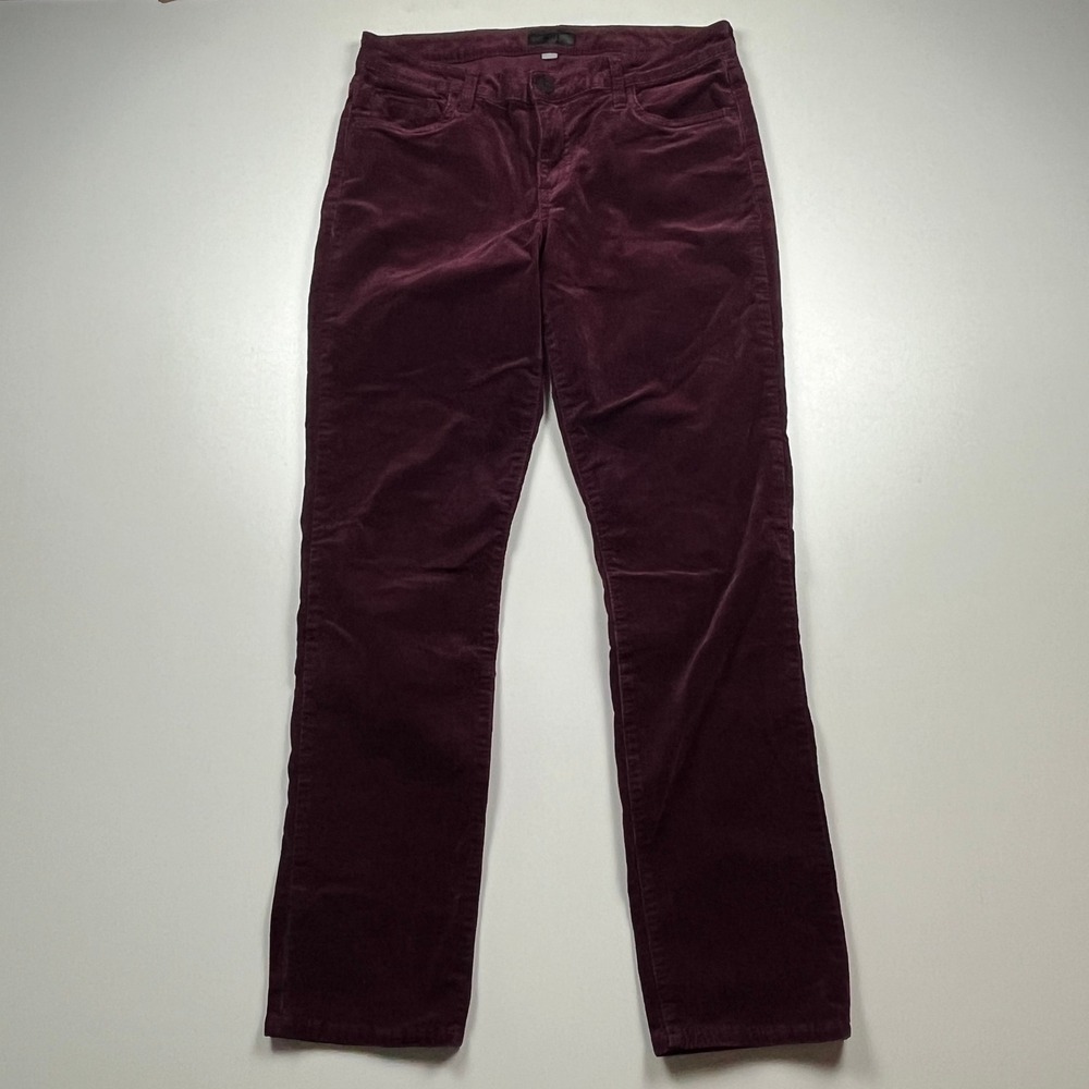 Kut from the Kloth Catherine Boyfriend Corduroy Pant Size 8 Burgundy Fall Staple